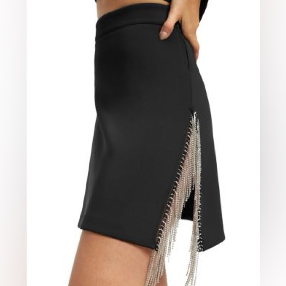 Good American Mini Skirt with Rhinestone Fringe - Picture 2 of 8